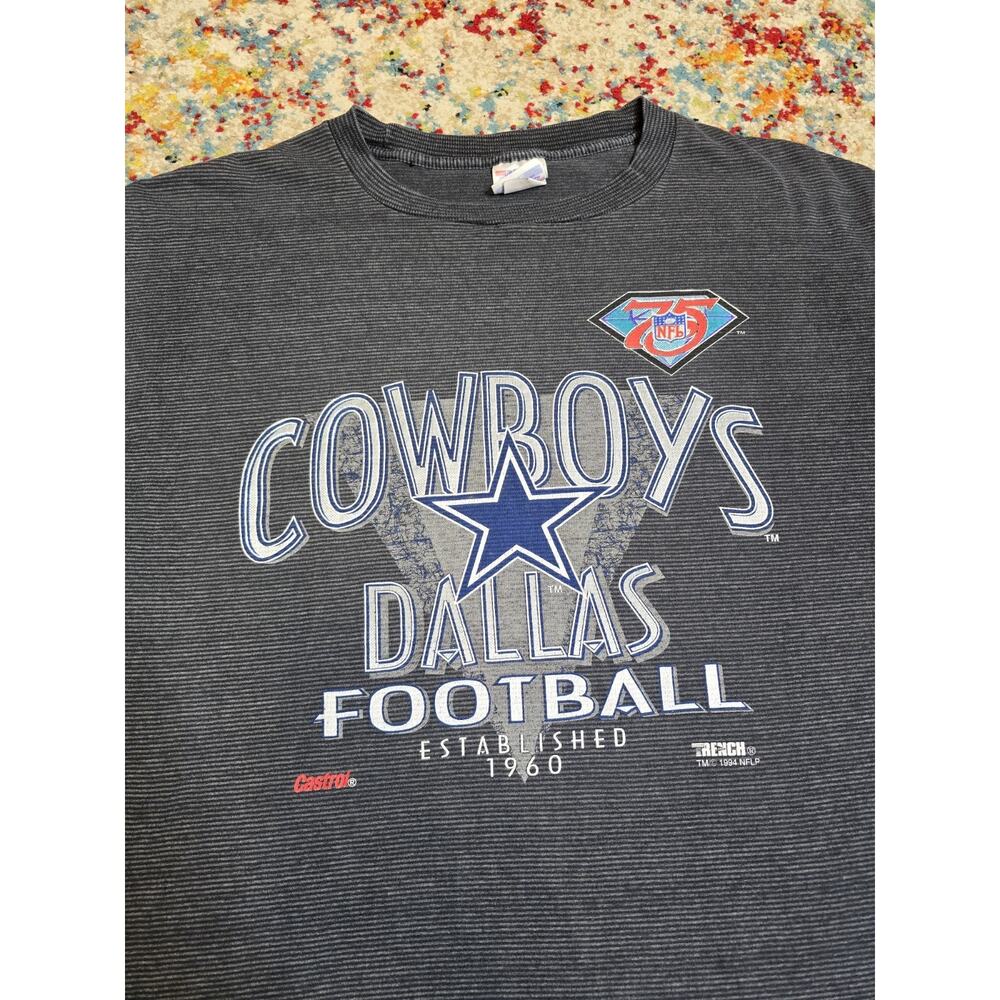 Vintage 90's 1994 Dallas Cowboys NFL Football Graphic T-Shirt Size L/XL Trench